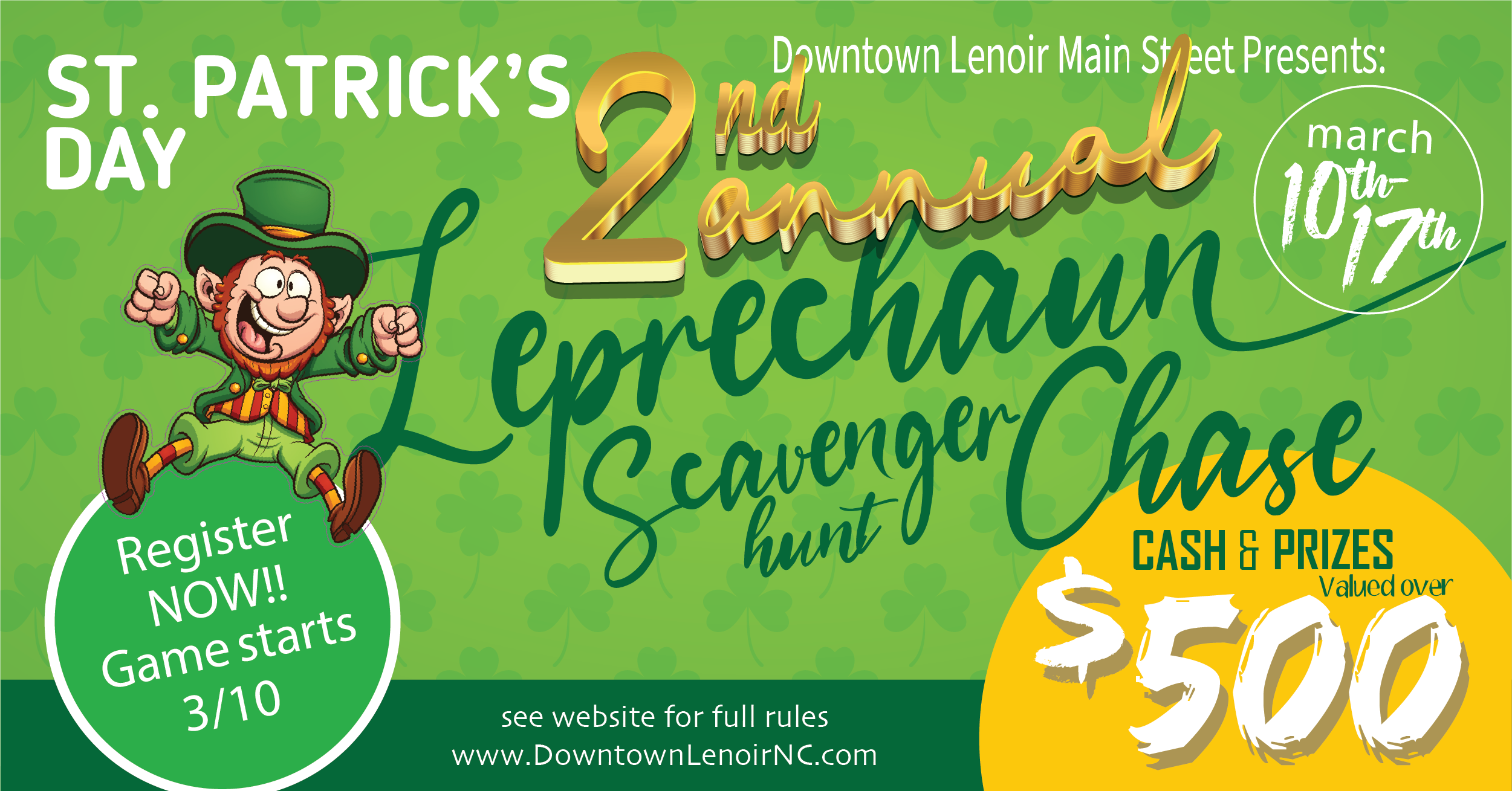 Downtown Lenoir Presents: 2 Annual Leprechaun Chase Scavenger Hunt