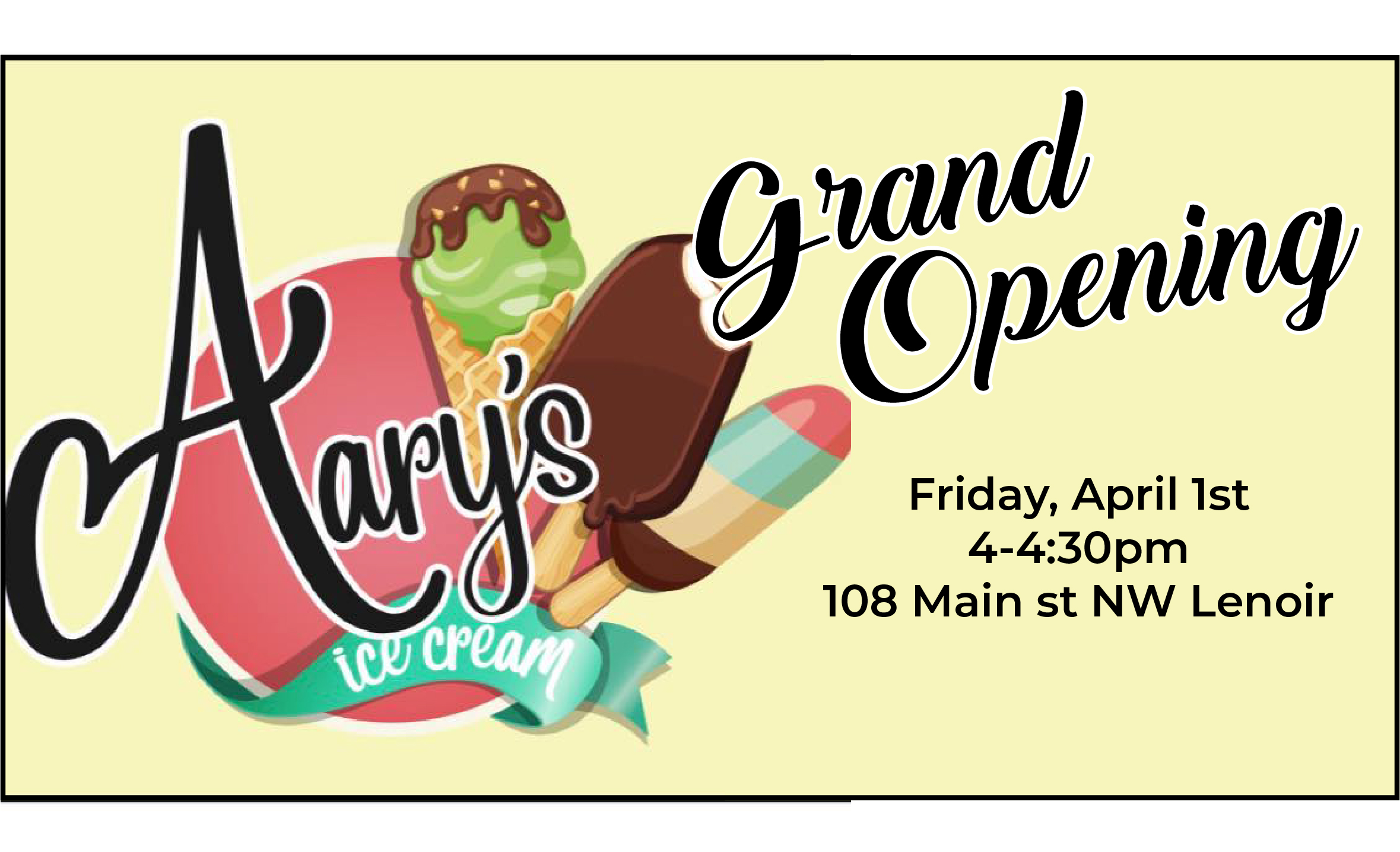 Aary’s Ice Cream Grand Opening